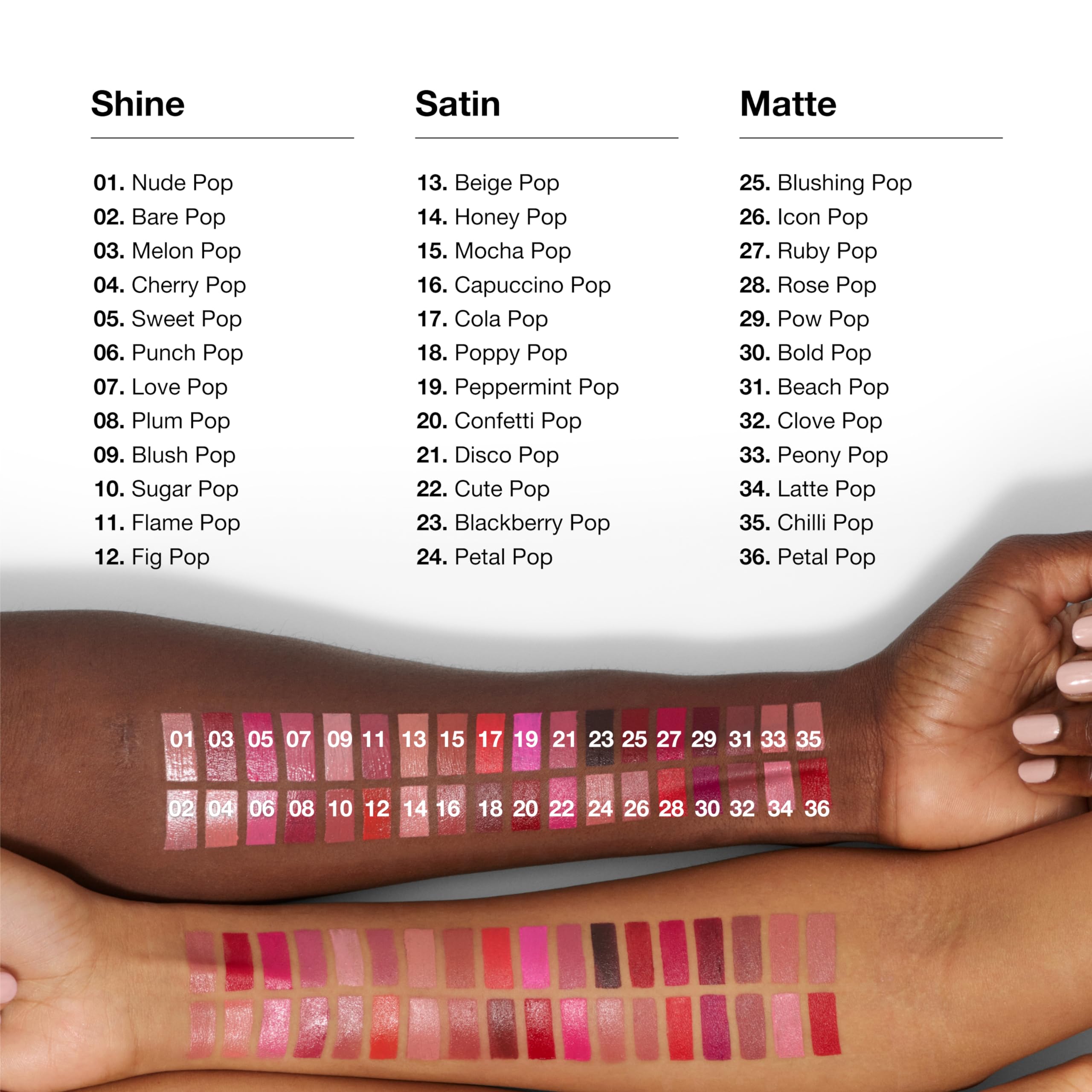 Clinique Pop Longwear Lipstick | Long Lasting, Satin, Matte + Shine, Bare Pop, 1 Count